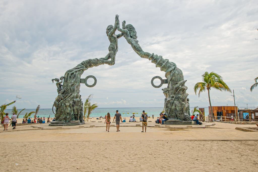 The Portal Maya sculpture on the beach in Playa del Carmen